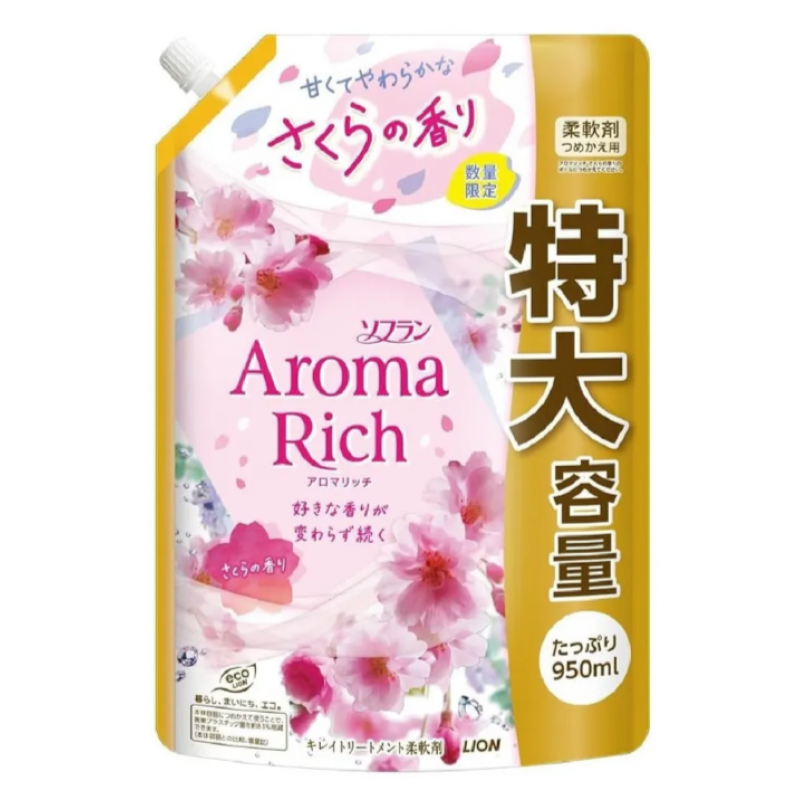 Кондиционер для белья "Сакура" с натуральными маслами Aroma Rich Sakura, 950 мл
