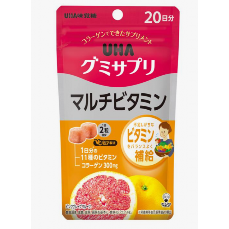 Жевательные мультивитамины со вкусом грейпфрута UHA Gummy Supple Multivitamin, 40 шт
