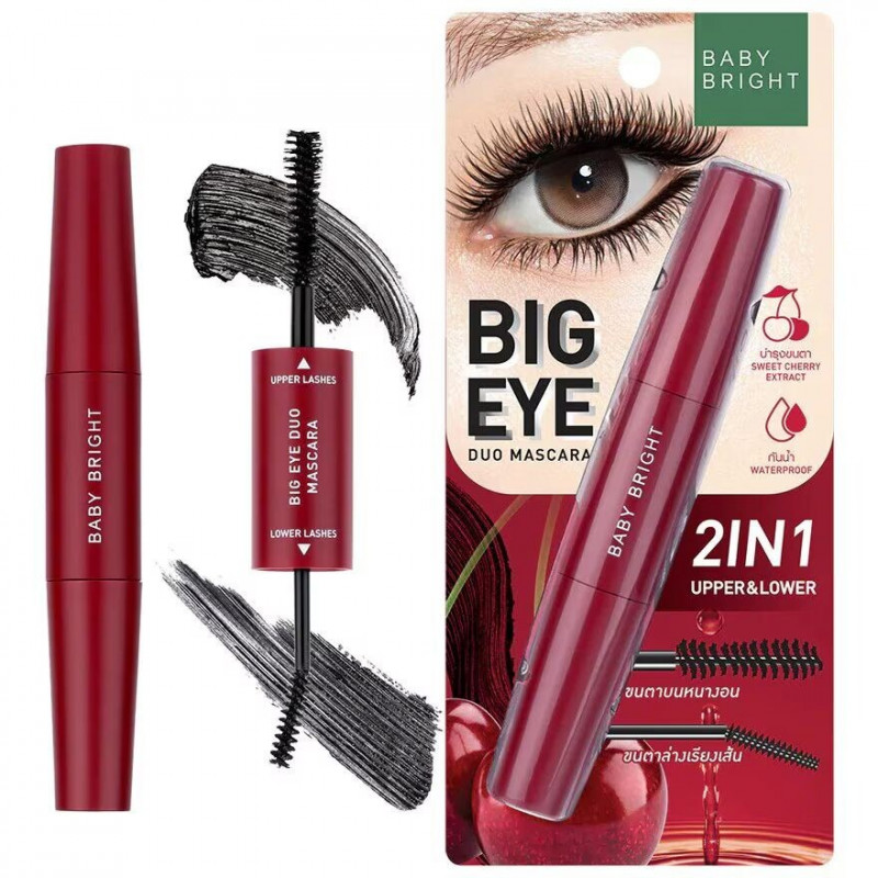 Тушь для ресниц двухсторонняя с экстрактом черешни "BIG EYE" черная, BABY BRIGHT