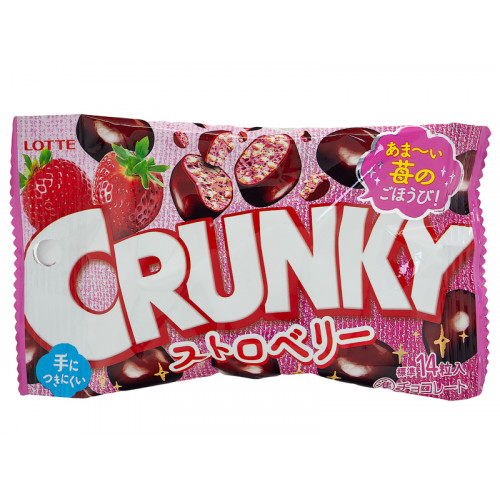 Шоколадное драже Crunky с клубничной начинкой LOTTE, 32 г