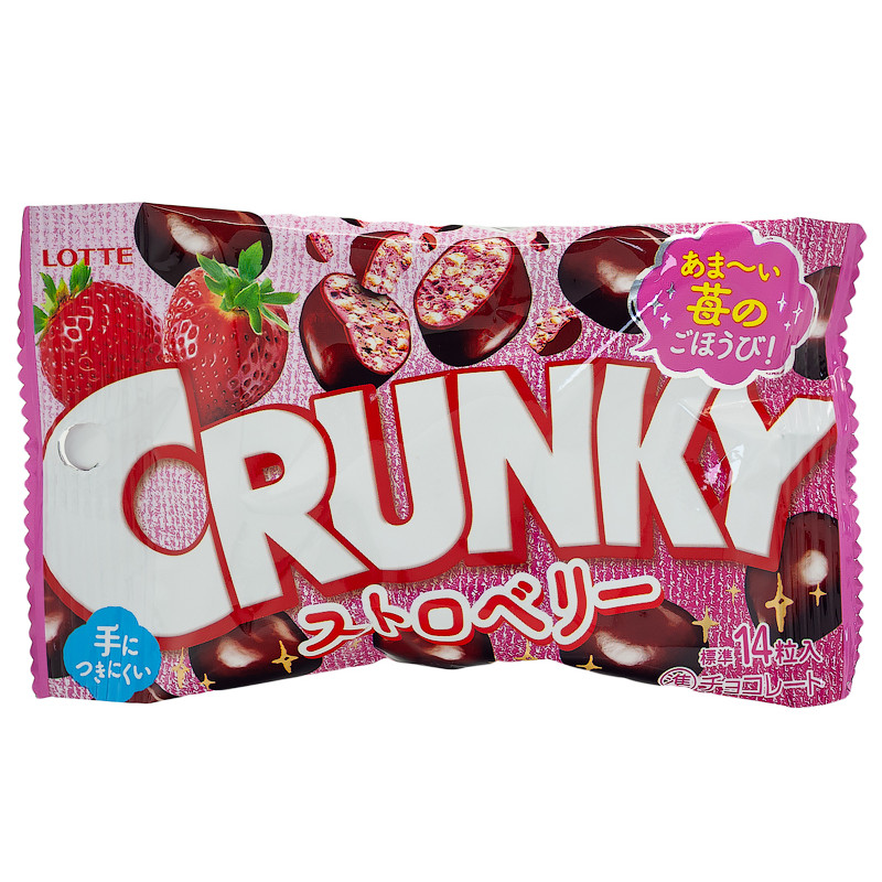 Шоколадное драже Crunky с клубничной начинкой LOTTE, 32 г
