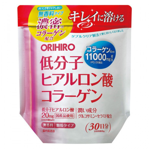 Коллаген порошок + низкомолекулярная гиалуроновая кислота + глюкозамин на 30 дней ORIHIRO, 180 гр.