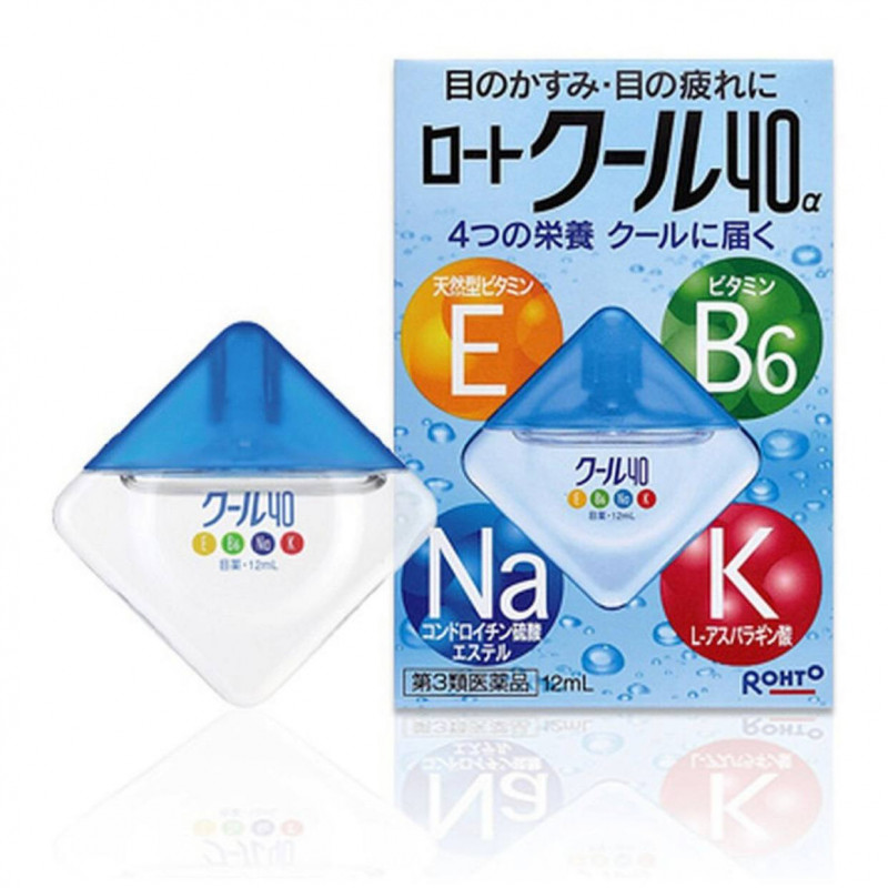 Японские витаминизированные капли для глаз Rohto 40 COOL, 12 мл.