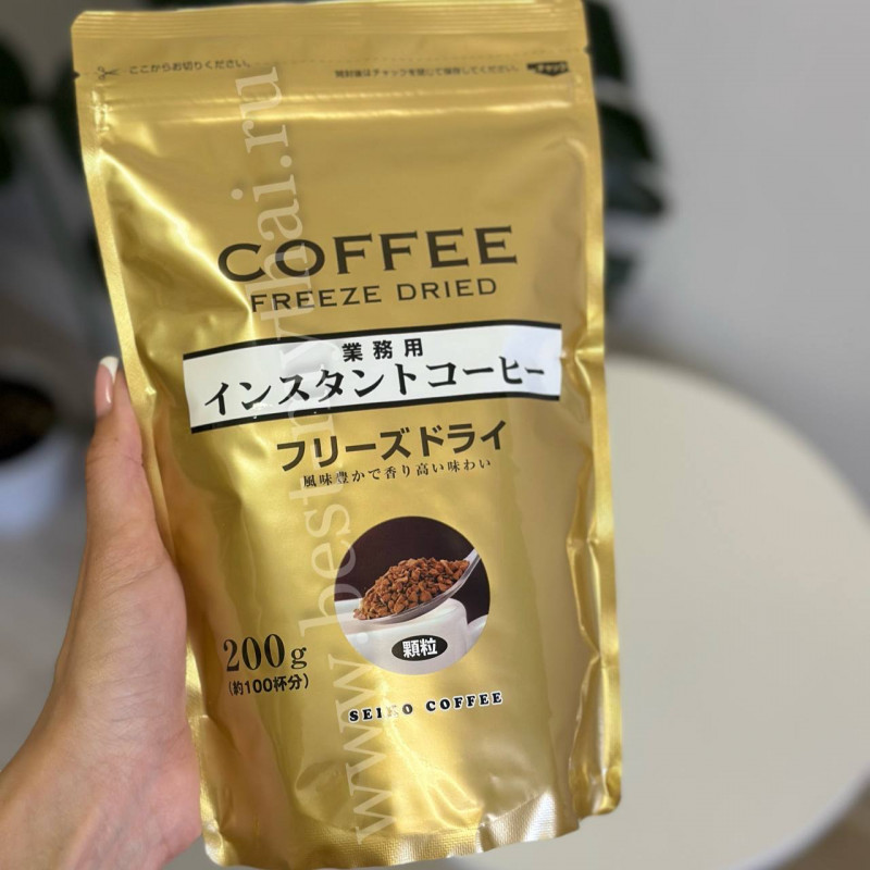 Японский растворимый кофе SEIKO гранулированный, 200 гр (100 чашек)