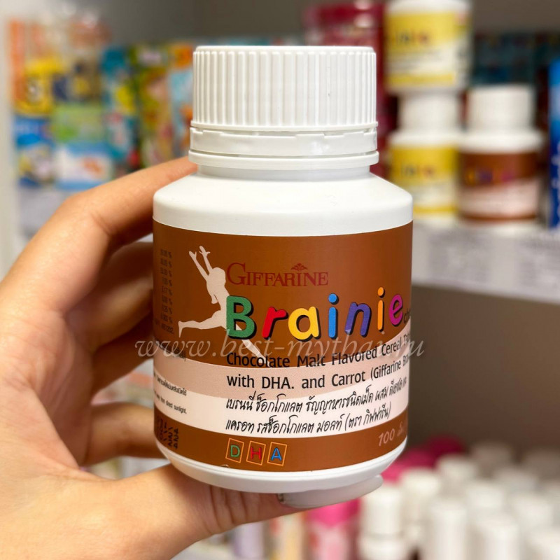 Детские жевательные витамины для мозга со вкусом шоколада Giffarine Brainie 100 табл