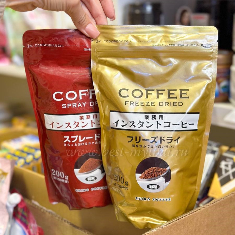 Японский растворимый кофе SEIKO гранулированный, 200 гр (100 чашек)