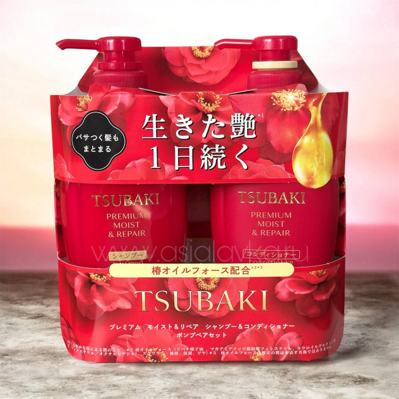 Набор для сухих волос Интенсивное увлажнение и восстановление Shiseido TSUBAKI Premium Moist & Repair, 450 мл + 450 мл
