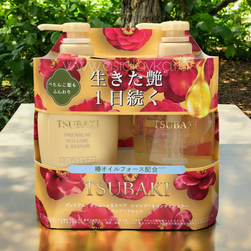 Набор Премиальный Интенсивное восстановление и объем Shiseido TSUBAKI Premium Repair 450 мл + 450 мл